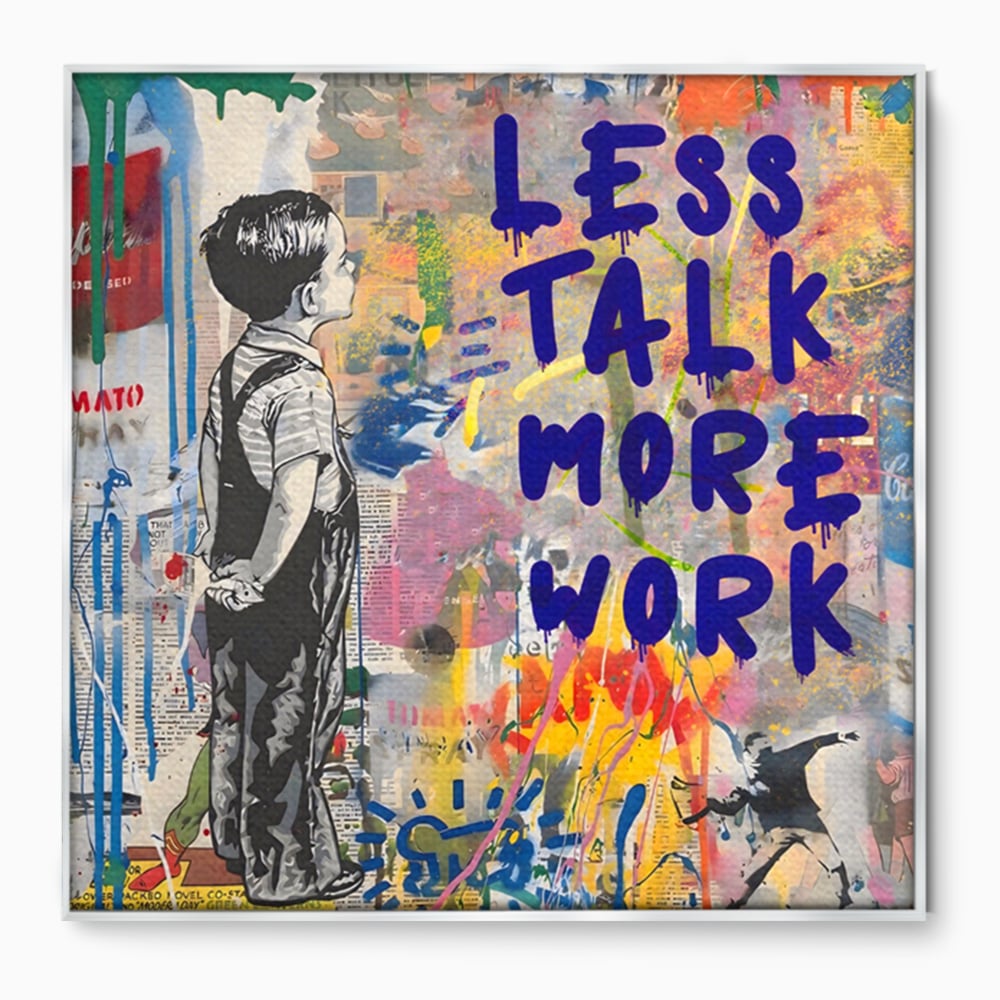 Tablou canvas cu tablou canvas cu mesaj motivational, in rama de aluminiu argintiu